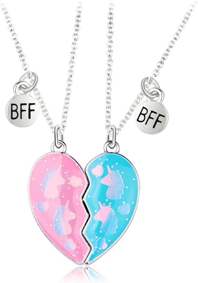 DOYYCA Best Friend Necklace Gifts Friendship Necklace Magnetic Matching Heart Unicorn Dolphin BFF Necklace for 2 Girls - Image 1